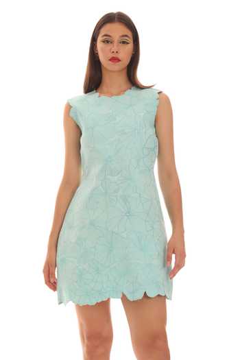 Buy_Parneet Gujral_Blue Crepe High Neck Embroidered Short Dress _at_Aza_Fashions