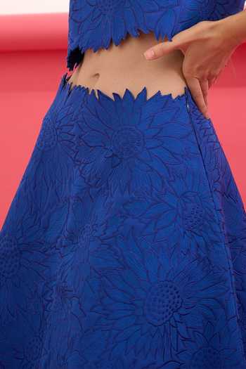 Buy_Parneet Gujral_Blue Crepe Floral Embroidered Skirt _Online_at_Aza_Fashions