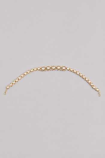 Shop_Zevar By Geeta_Gold Plated Stones Dainty Kundan Motif Mathapatti _at_Aza_Fashions