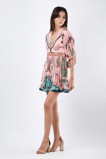 Buy_Limerick By Abirr N' Nanki_Multi Color Crepe Collared Neck Violaine Embroidered Short Dress _Online_at_Aza_Fashions