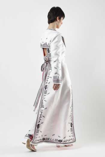 Buy_Limerick By Abirr N' Nanki_White Satin V-neck Primosa Asymmetric Embroidered Jacket _Online_at_Aza_Fashions