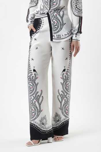 Limerick By Abirr N' Nanki_Black Crepe Eller Printed Pant _at_Aza_Fashions