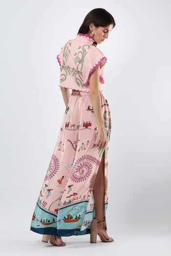 Shop_Limerick By Abirr N' Nanki_Pink Crepe Philip Printed Wide Legged Pant _at_Aza_Fashions
