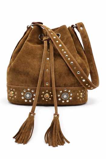Shop_Araani Design_Brown Metallic Stud Embellished Bag _at_Aza_Fashions