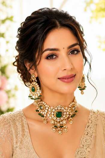 Buy_Vivinia By Vidhi Mehra_Gold Plated Stone Embellished Choker Set _at_Aza_Fashions