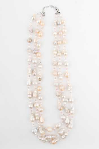 Shop_Vivinia By Vidhi Mehra_White Baroque Freshwater Pearl Layered Necklace _at_Aza_Fashions