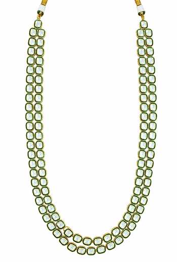 Shop_Vivinia By Vidhi Mehra_Green Jaipuri Kundan Embellished Long Necklace _at_Aza_Fashions
