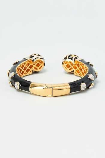 Shop_Vivinia By Vidhi Mehra_Black Enamelled Bangle _at_Aza_Fashions