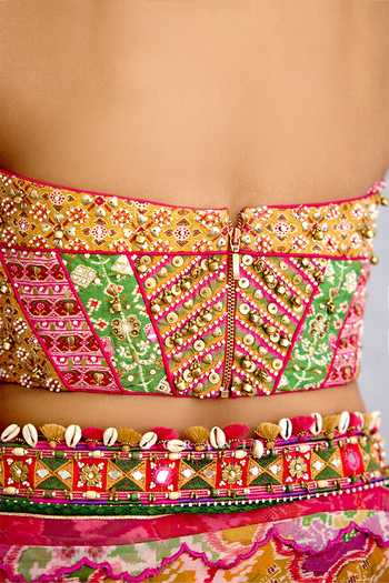 Buy_Torani_Pink Silk Embroidery, Sequins, Pearls Sweetheart Neck Rangili Drashti Corset _Online_at_Aza_Fashions