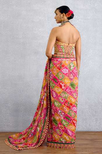 Shop_Torani_Pink Silk Embroidery, Sequins, Pearls Sweetheart Neck Rangili Drashti Corset _Online_at_Aza_Fashions