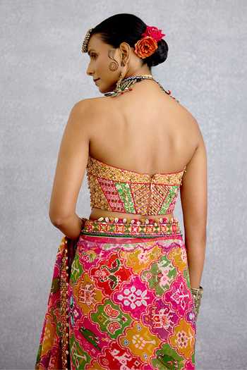 Torani_Pink Georgette Rangili Drashti Saree _Online_at_Aza_Fashions