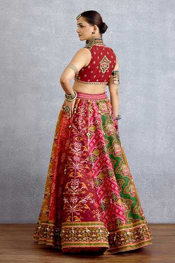 Shop_Torani_Multi Color Silk, Organza Square Neck Rangili Meenakshi Lehenga Set _at_Aza_Fashions