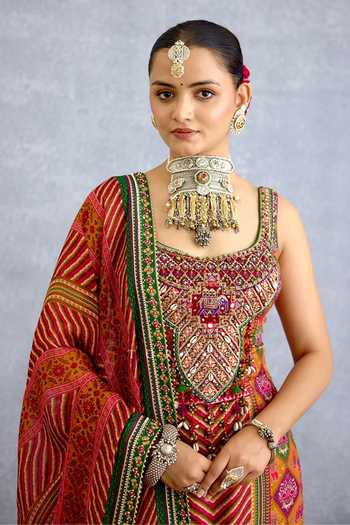 Torani_Multi Color Silk, Organza Scoop Neck, Yes Rangili Sahithi Kurta Set _at_Aza_Fashions