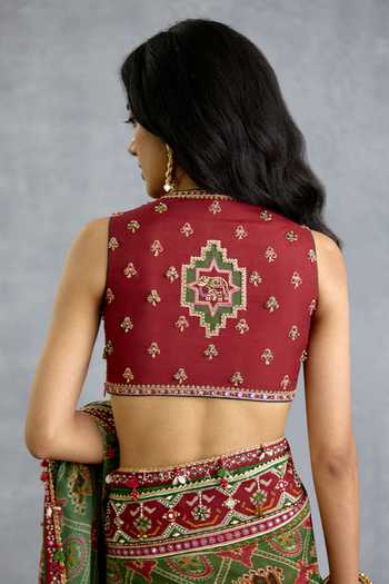 Shop_Torani_Multi Color Silk Scoop Neck Surkhi Meenakshi Blouse _at_Aza_Fashions