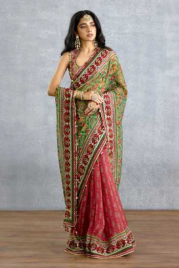 Shop_Torani_Multi Color Georgette Trinaja Surkhi Ameesha Saree _Online_at_Aza_Fashions