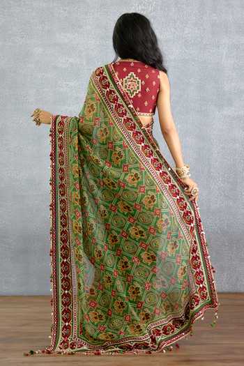 Shop_Torani_Multi Color Georgette Trinaja Surkhi Ameesha Saree _at_Aza_Fashions