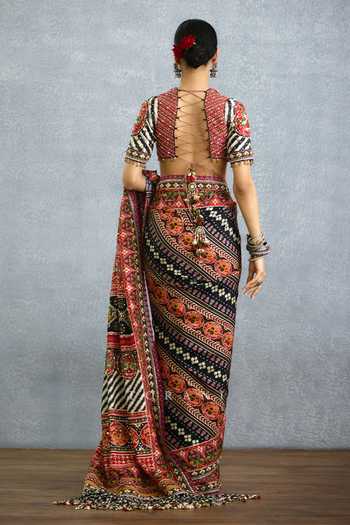 Buy_Torani_Multi Color Silk V-neck Surkhi Krishnabha Blouse 
