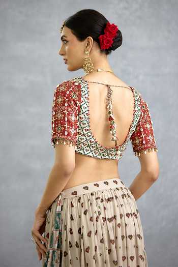 Shop_Torani_Multi Color Silk Sweetheart Neck Surkhi Rangilli Eshna Blouse _at_Aza_Fashions