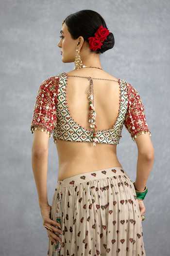 Buy_Torani_Multi Color Silk Sweetheart Neck Surkhi Rangilli Eshna Blouse _Online_at_Aza_Fashions