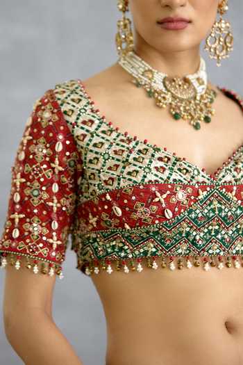 Torani_Multi Color Silk Sweetheart Neck Surkhi Rangilli Eshna Blouse _at_Aza_Fashions
