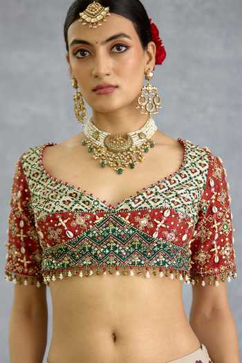 Buy_Torani_Multi Color Silk Sweetheart Neck Surkhi Rangilli Eshna Blouse 
