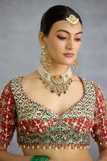 Torani_Multi Color Silk Sweetheart Neck Surkhi Rangilli Eshna Blouse _Online