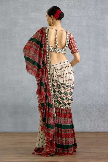 Shop_Torani_Multi Color Georgette Surkhi Rangili Eshna Pre-draped Saree _at_Aza_Fashions