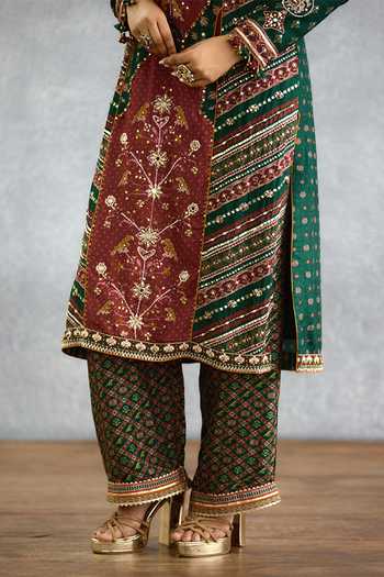 Buy_Torani_Multi Color Silk, Organza High Neck Trinaja Surkhi Pranshi Kurta Set _Online_at_Aza_Fashions