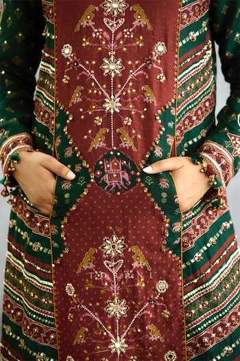 Torani_Multi Color Silk, Organza High Neck Trinaja Surkhi Pranshi Kurta Set _at_Aza_Fashions