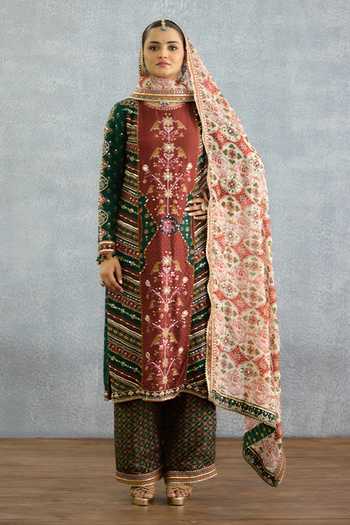 Buy_Torani_Multi Color Silk, Organza High Neck Trinaja Surkhi Pranshi Kurta Set _at_Aza_Fashions