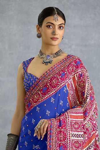 Shop_Torani_Blue Silk Niladri Sanvitha Saree _Online_at_Aza_Fashions