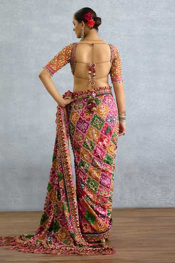 Shop_Torani_Multi Color Silk Sweetheart Neck Rangili Blouse _Online_at_Aza_Fashions