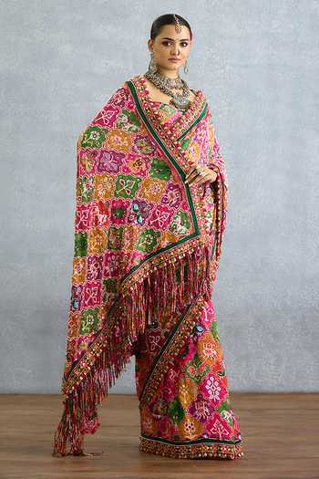 Torani_Multi Color Silk Rangili Printed Saree _Online_at_Aza_Fashions