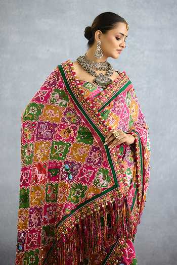 Buy_Torani_Multi Color Silk Rangili Printed Saree _Online_at_Aza_Fashions