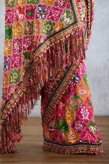 Torani_Multi Color Silk Rangili Printed Saree _at_Aza_Fashions