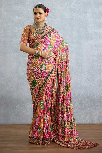Buy_Torani_Multi Color Silk Rangili Printed Saree 