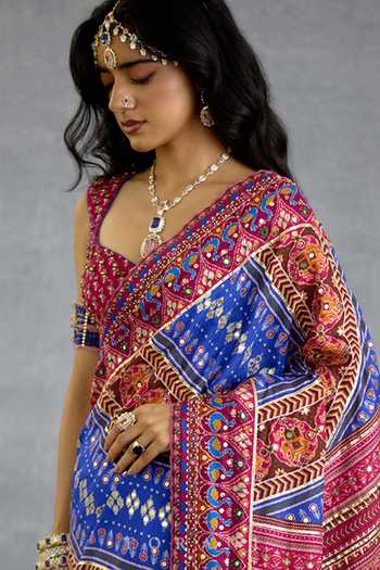 Torani_Blue Silk Niladri Gul Ena Saree _Online_at_Aza_Fashions