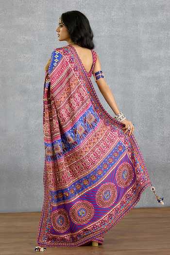 Shop_Torani_Blue Silk Niladri Gul Ena Saree _at_Aza_Fashions
