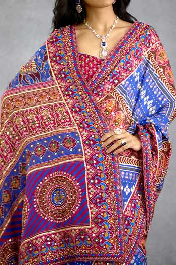 Buy_Torani_Blue Silk Niladri Gul Ena Saree 