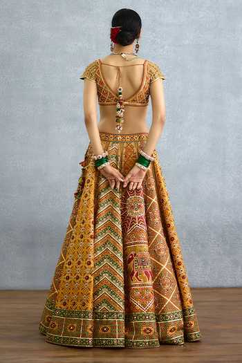 Shop_Torani_Multi Color Silk, Organza V-neck Kanak Dil Meher Iksha Lehenga Set _at_Aza_Fashions