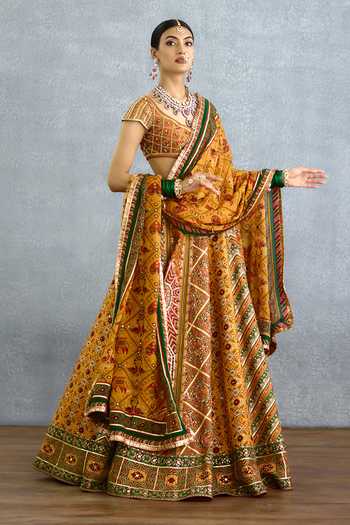 Buy_Torani_Multi Color Silk, Organza V-neck Kanak Dil Meher Iksha Lehenga Set _Online_at_Aza_Fashions