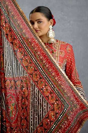 Buy_Torani_Multi Color Silk, Organza Round Neck Raktima Patola Cowl Kurta Set 