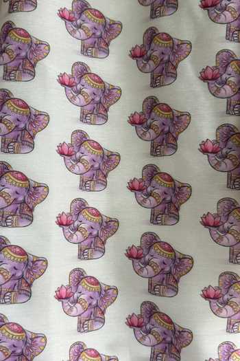 The little tales_Off White Silk, Cotton Ganpati Print Kurta Set _Online_at_Aza_Fashions