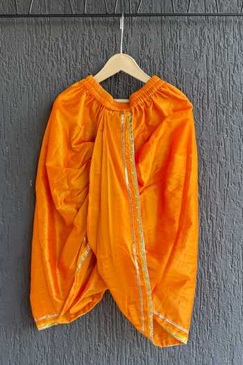 The little tales_Off White Silk, Cotton Ram Leela Printed Angarkha Set _Online_at_Aza_Fashions
