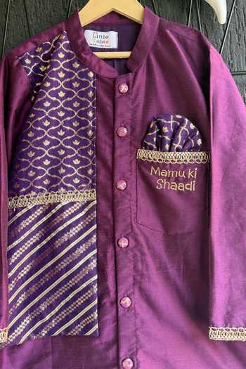Buy_The little tales_Purple Silk, Cotton Embroidered Kurta Set _Online_at_Aza_Fashions