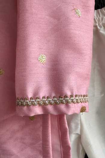 The little tales_Pink Silk, Cotton Yoke Embroidered Kurta Set _Online_at_Aza_Fashions