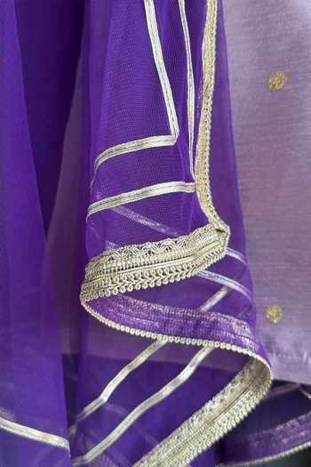 The Little Tales_Purple Silk, Cotton Brocade Woven Kurta Set _Online_at_Aza_Fashions