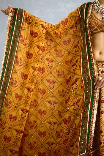 Torani_Multi Color Silk, Organza V-neck Kanak Dil Meher Iksha Lehenga Set _Online