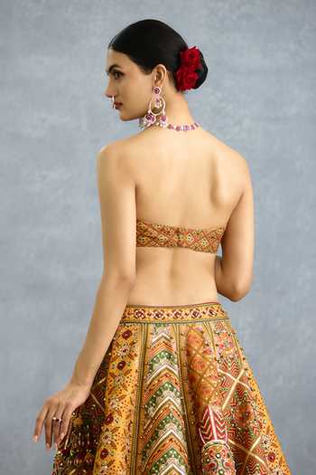 Buy_Torani_Yellow Silk, Organza Sweetheart , Bandeau Kanak Dil Meher Lehenga Set 