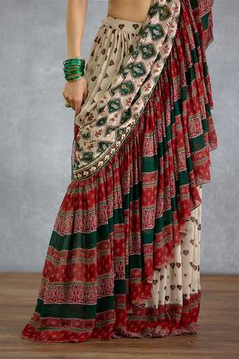 Torani_Multi Color Georgette Surkhi Rangili Eshna Pre-draped Saree _at_Aza_Fashions